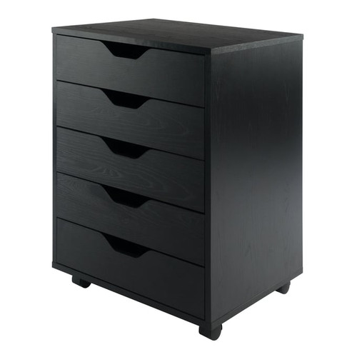 Winsome Halifax Black Wood 5 Drawers Cabinet