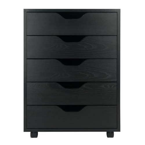 Winsome Halifax Black Wood 5 Drawers Cabinet