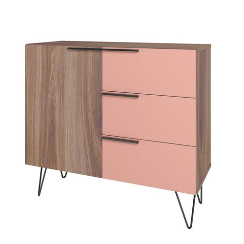 Manhattan Comfort Beekman Brown Pink 35.43 Inch 2 Shelves Dresser