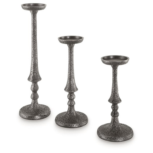 Ashley Furniture Eravell Pewter 3pc Candle Holder Set