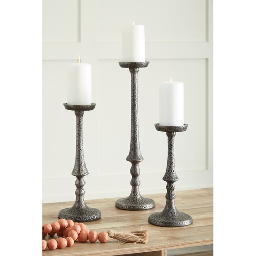 Ashley Furniture Eravell Pewter 3pc Candle Holder Set