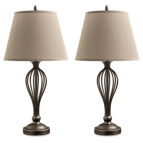 2 Ashley Furniture Ornawell Antique Bronze Metal Table Lamps