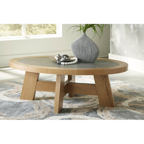 Ashley Furniture Brinstead Light Brown Oval Cocktail Table