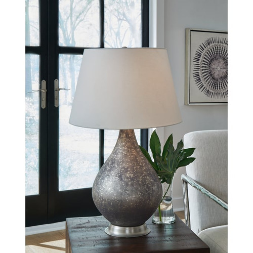 Ashley Furniture Bluacy Antique Gray Glass Table Lamp