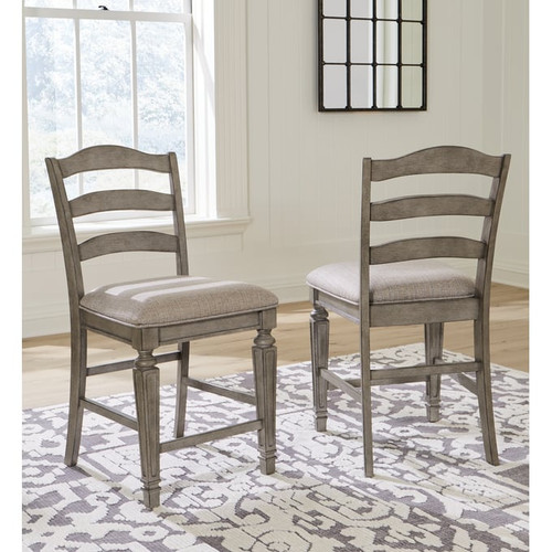 2 Ashley Furniture Lodenbay Antique Gray Upholstered Barstools