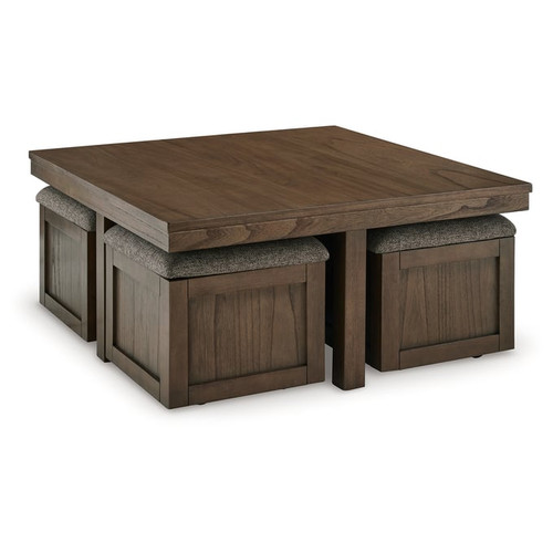 Ashley Furniture Boardernest Brown Cocktail Table With 4 Stools