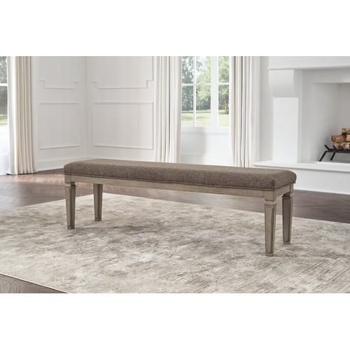 Ashley Furniture Lexorne Gray Upholstered Large Dining Bench