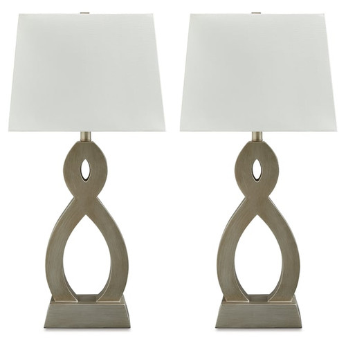 2 Ashley Furniture Donancy Champagne Poly Table Lamps