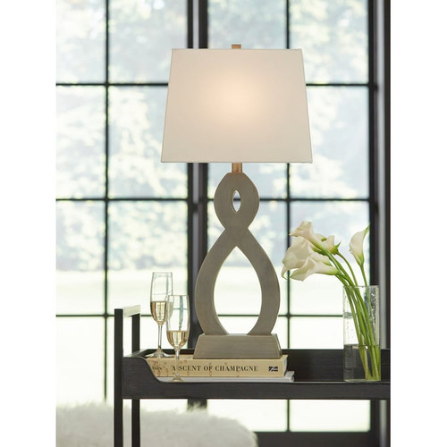 2 Ashley Furniture Donancy Champagne Poly Table Lamps