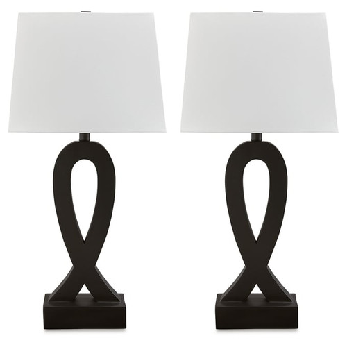 2 Ashley Furniture Markellton Black Poly Table Lamps