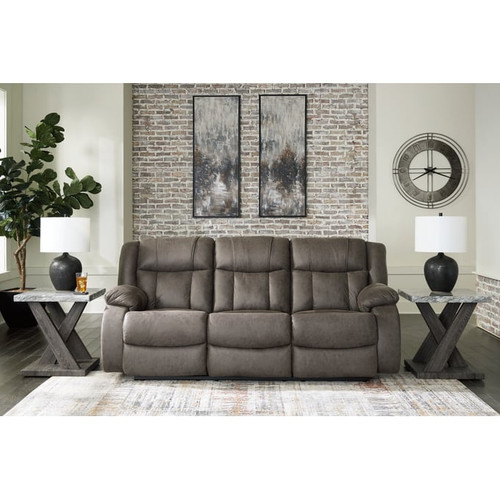 Ashley Furniture First Base Gunmetal Reclining Sofa