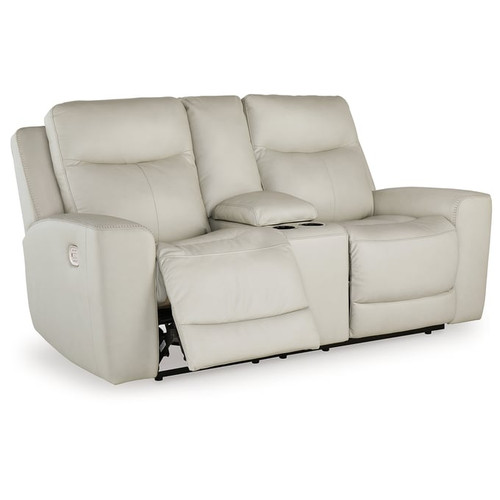 Ashley Furniture Mindanao Steel Power Reclining Console Loveseats With Adjustable Headrest