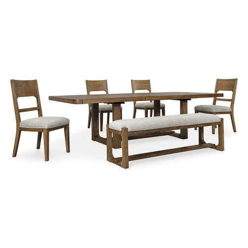 Ashley Furniture Cabalynn Oatmeal Light Brown 6pc Dining Room Set