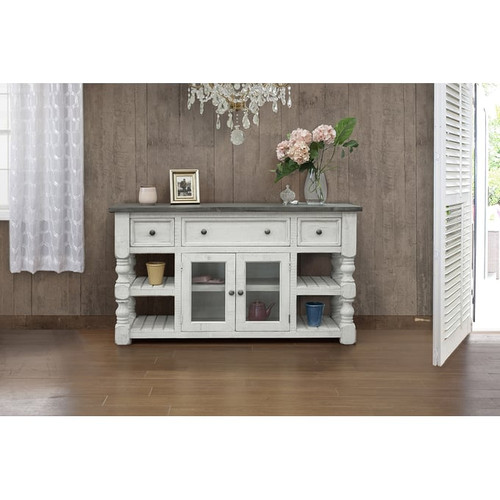 IFD Stone Ivory Antiqued Weathered Gray TV Stand