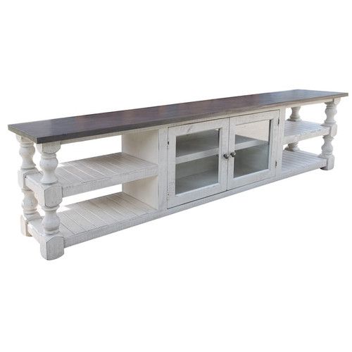 IFD Stone Weathered Gray Ivory 93 Inch TV Stand