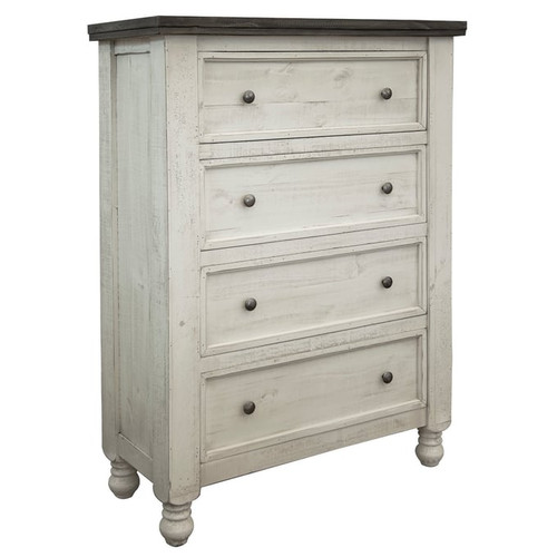 IFD Stone Ivory Antiqued Weathered Gray 4 Drawer Chest