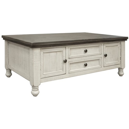 IFD Stone Ivory Antiqued Weathered Gray 4 Drawer Cocktail Table