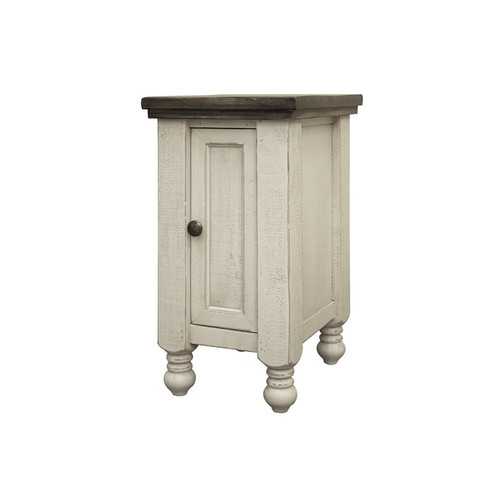 IFD Stone Ivory Antiqued Weathered Gray Door Chairside Table