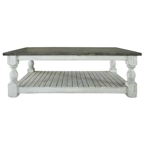 IFD Stone Ivory Antiqued Weathered Gray Cocktail Table