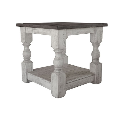 IFD Stone Ivory Antiqued Weathered Gray End Table