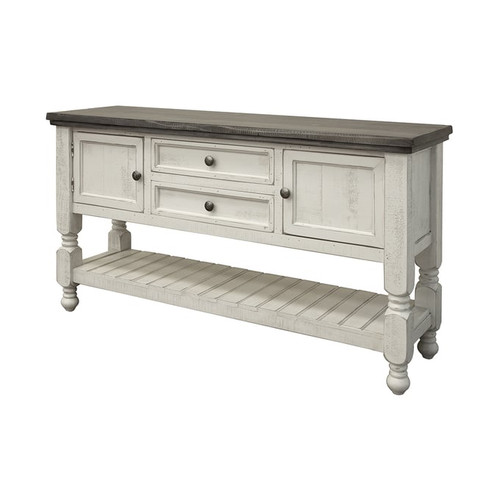 IFD Stone Ivory Antiqued Weathered Gray 2 Drawer Sofa Table