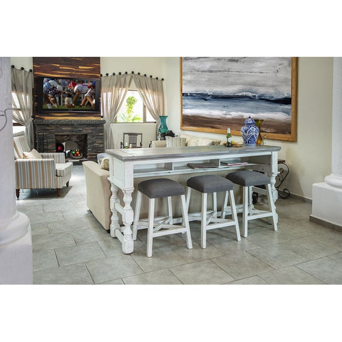 IFD Stone Ivory Antiqued Weathered Gray Counter Height Sofa Table