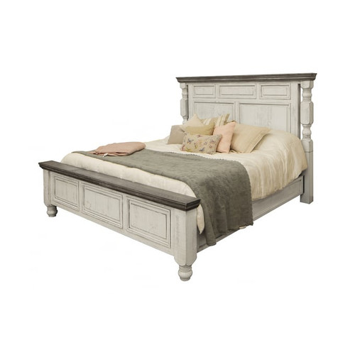 IFD Stone Ivory Antiqued Weathered Gray Queen Bed