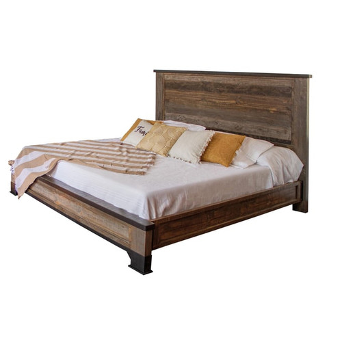 IFD Antique Two Tone Gray Brown Queen Bed