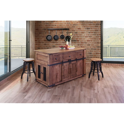 IFD Parota Natural Two Tone 3 Drawer Kitchen Island