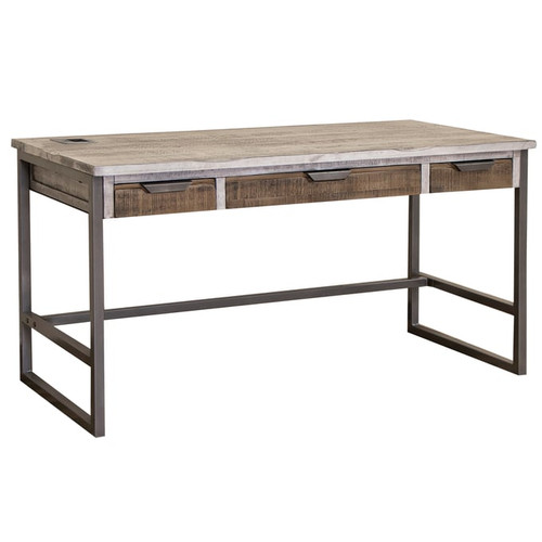 IFD Mita Honey Brown Ligh Gray 3 Drawer Desk