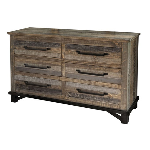 IFD Loft Two Tone Gray Brown 6 Drawer Dresser