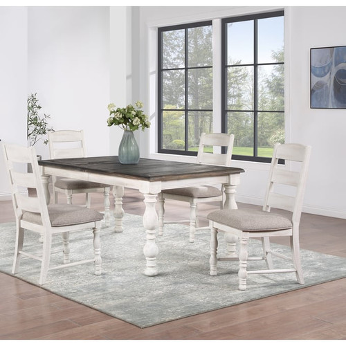 Steve Silver Heston Weathered White Brown 5pc Dining Room Set