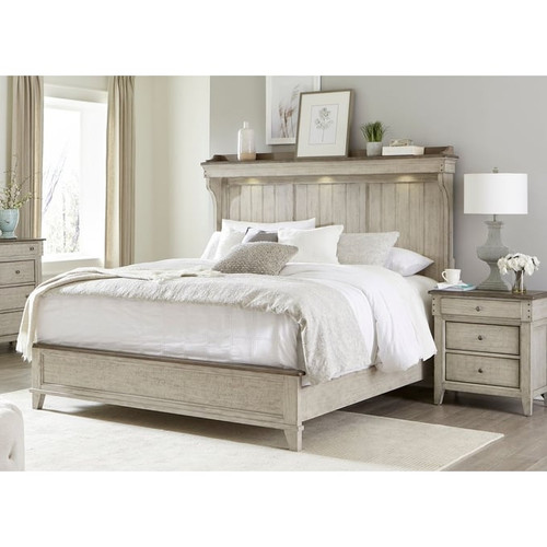 Liberty Ivy Hollow Weathered Linen Dusty Taupe 2pc Bedroom Set With Queen Mantle Bed
