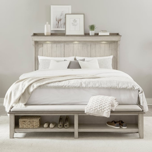 Liberty Ivy Hollow Weathered Linen Dusty Taupe 2pc Bedroom Set With King Mantle Storage Bed