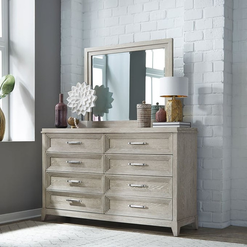 Liberty Belmar Washed Taupe Silver Champagne Dresser And Mirror