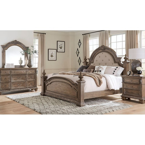 Liberty Carlisle Court Chestnut Dusty Wax 4pc Bedroom Set With King Poster Bed