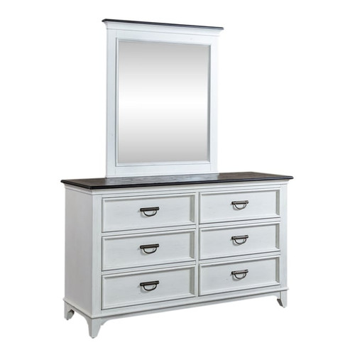 Liberty Allyson Park Wirebrushed White Charcoal Dresser and Mirror