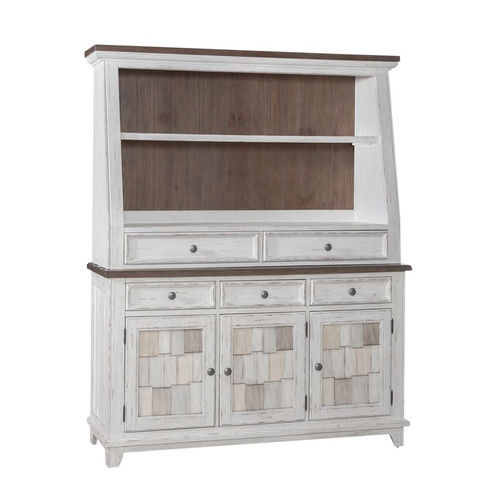 Liberty River Place Riverstone White Tobacco Server and Hutch