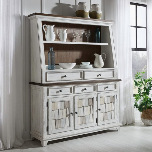 Liberty River Place Riverstone White Tobacco Server and Hutch