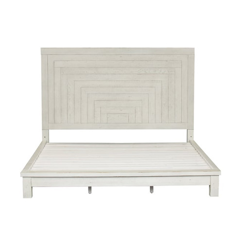 Liberty Modern Farmhouse White Distressing Queen Platform Bed