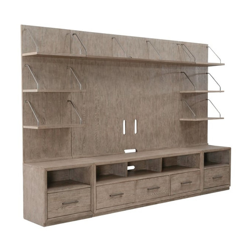 Liberty City Scape Burnished Beige Entertainment Center with Piers