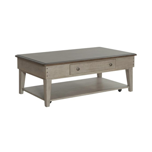 Liberty Ivy Hollow Weathered Linen Dusty Taupe Drawer Cocktail Table