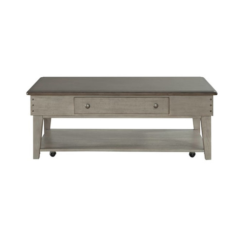 Liberty Ivy Hollow Weathered Linen Dusty Taupe Drawer Cocktail Table