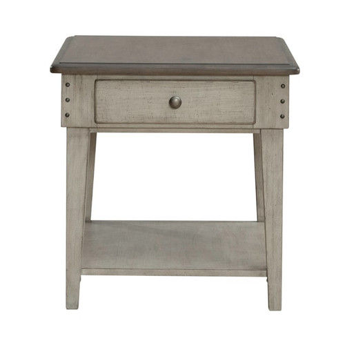 Liberty Ivy Hollow Weathered Linen Dusty Taupe Drawer End Table