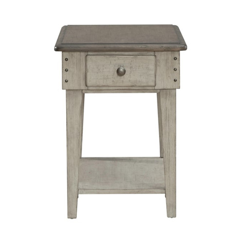 Liberty Ivy Hollow Weathered Linen Dusty Taupe Drawer Chair Side Table