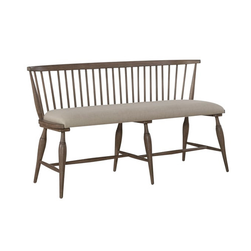 Liberty Americana Farmhouse Dusty Taupe Upholstered Seat Windsor Bench