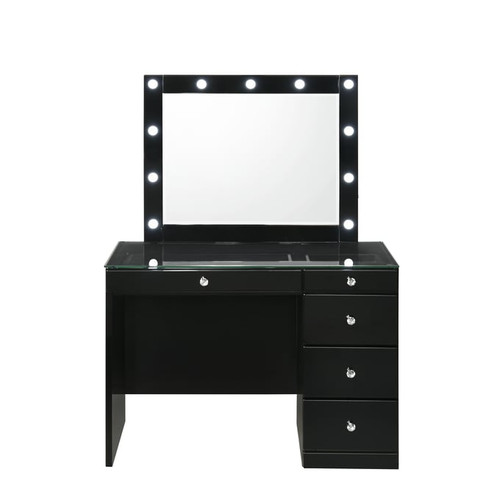 Crown Mark Morgan Black Vanity Desk And Mirror