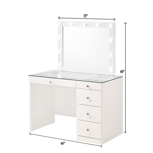 Crown Mark Morgan White Vanity Desk And Mirror