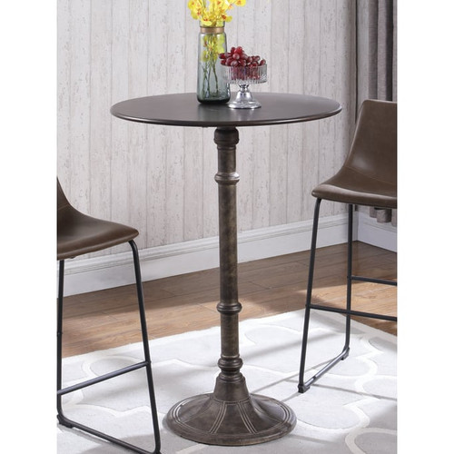 Coaster Furniture Oswego Dark Russet Antique Bronze Round Bar Table