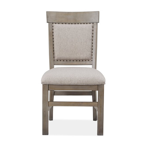 2 Magnussen Home Tinley Park Dove Tail Grey Upholstered Side Chairs